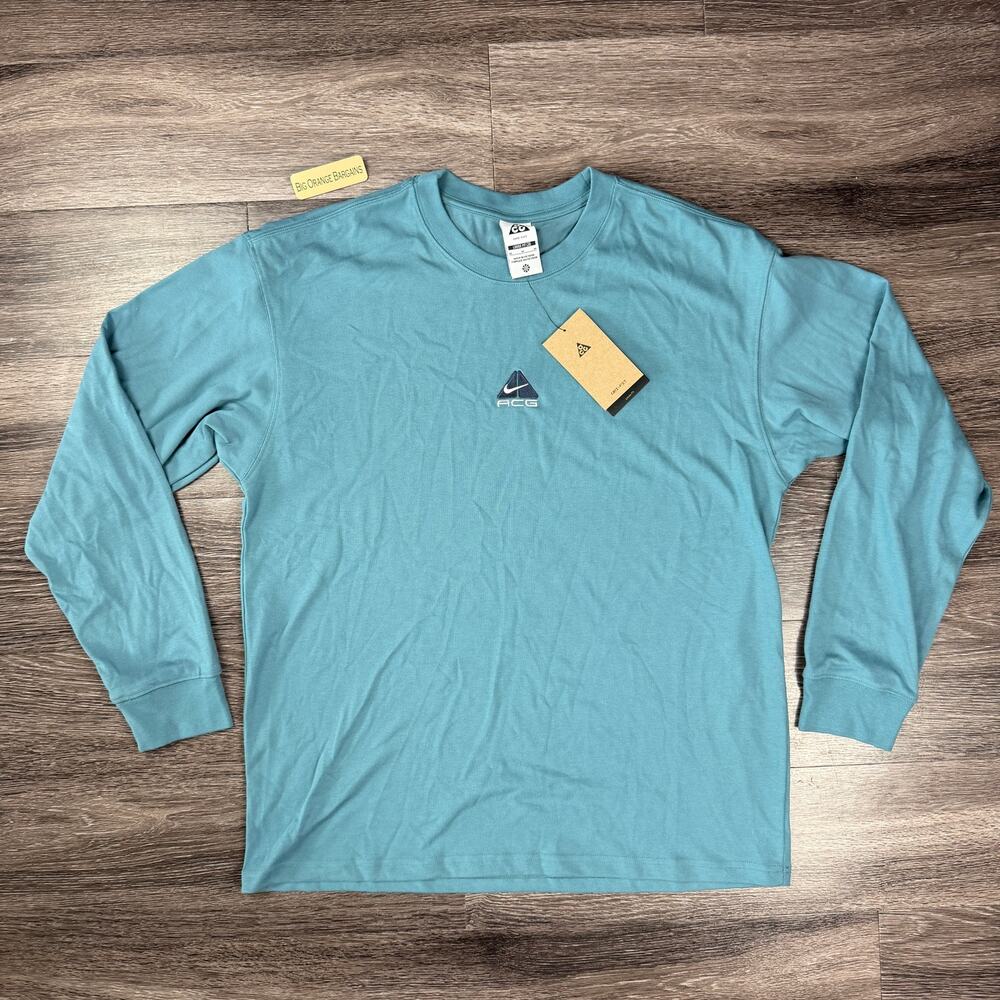 Nike ACG Men's M Lungs Long-Sleeve T-Shirt Denim Turquoise DR7753-006 Medium